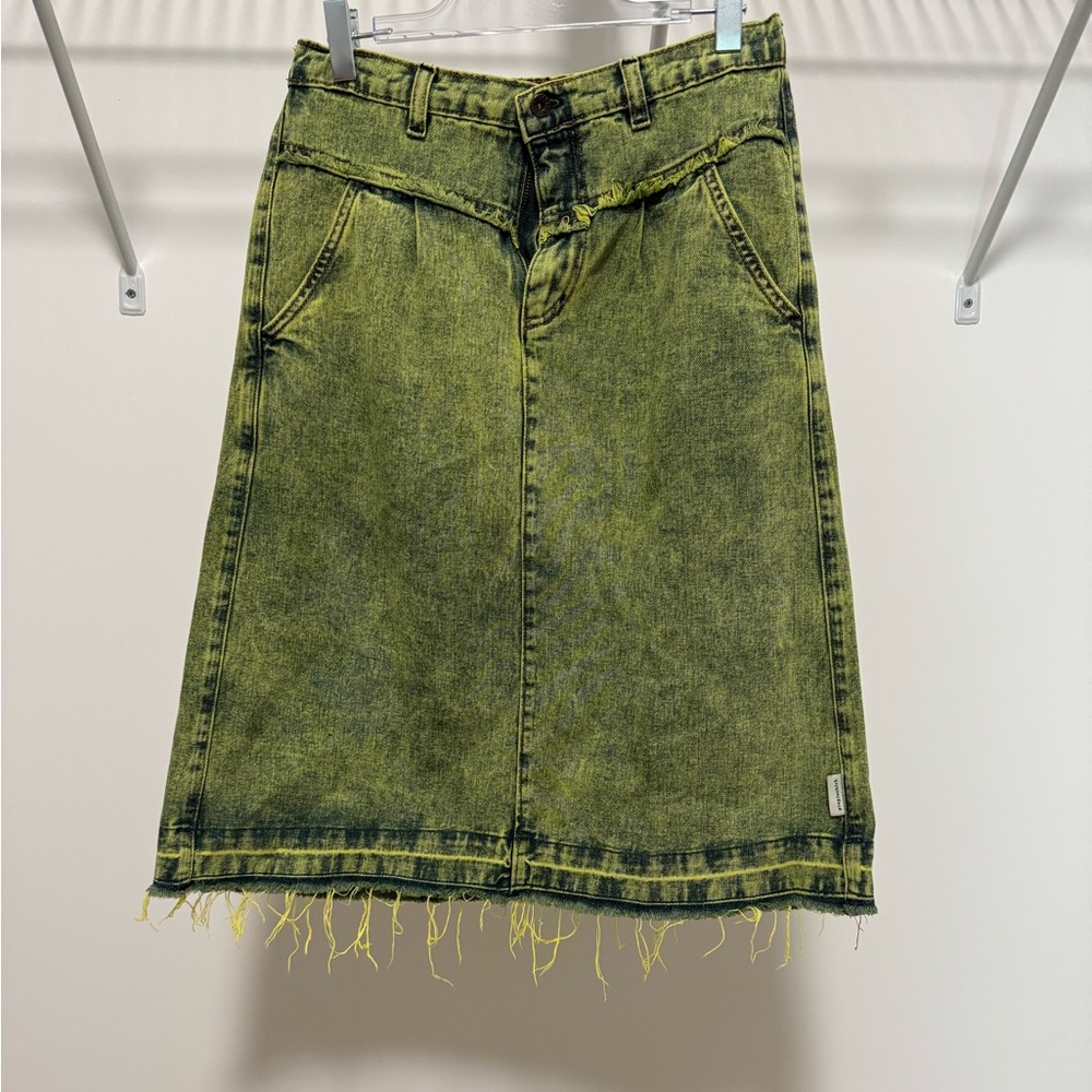 Piupiuchick Washed Acid Yellow Denim Knee-Length Skirt Girl’s Size 14